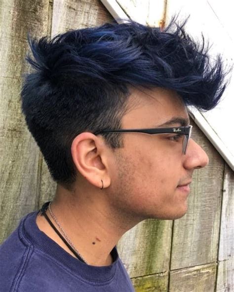 dark hair with blue|dark blue hair male.